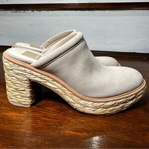 Dolce Vita Camdin Tan Raffia Braided Platform Mule Shoes Size 7.5